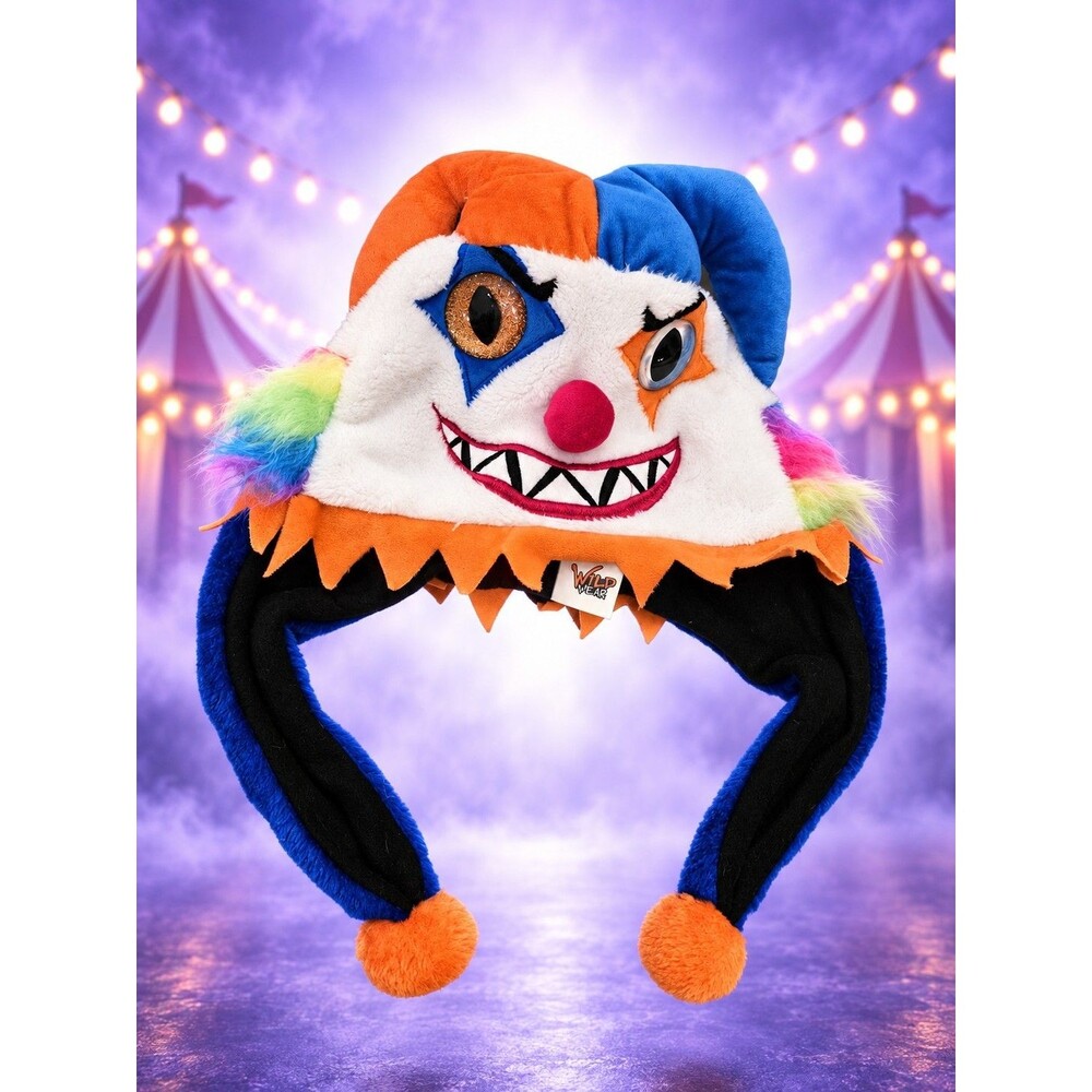 Wild Wear Scary Killer Clown Jester Hat Adult Halloween Carnival Costume C88